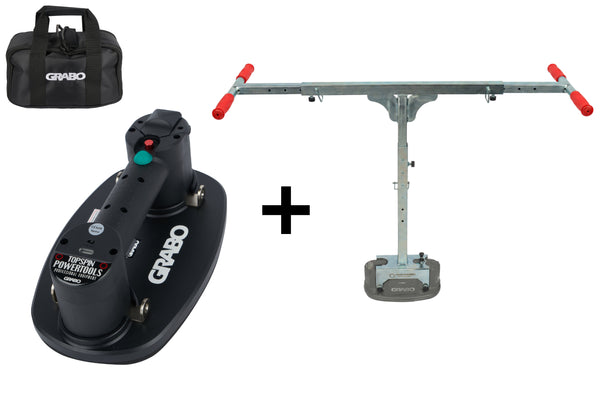 GRABO Plus vacuümheffer in tas met GRABO T-Lift 120 tegeltilhulp
