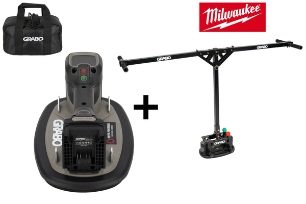 Grabo Pro Brushless in Tas - met Milwaukee 18V Accu aansluiting + Grabo Erguo T-Lift