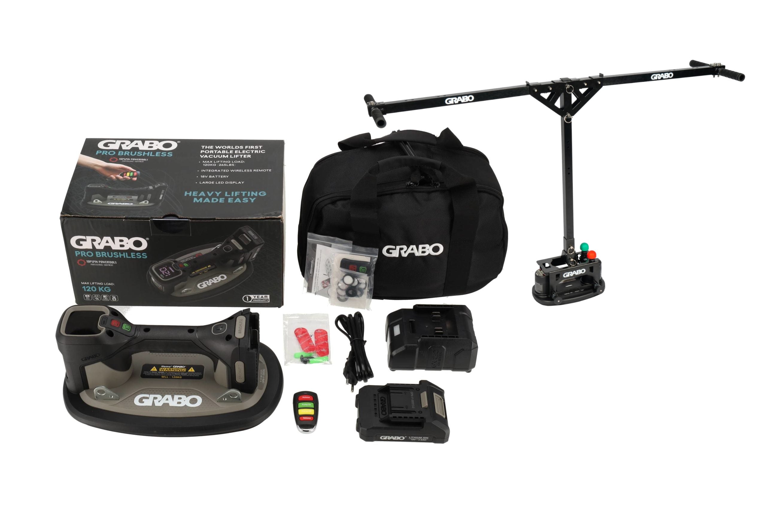 Grabo Pro Brushless in Tas – Complete set + Grabo Erguo T-Lift