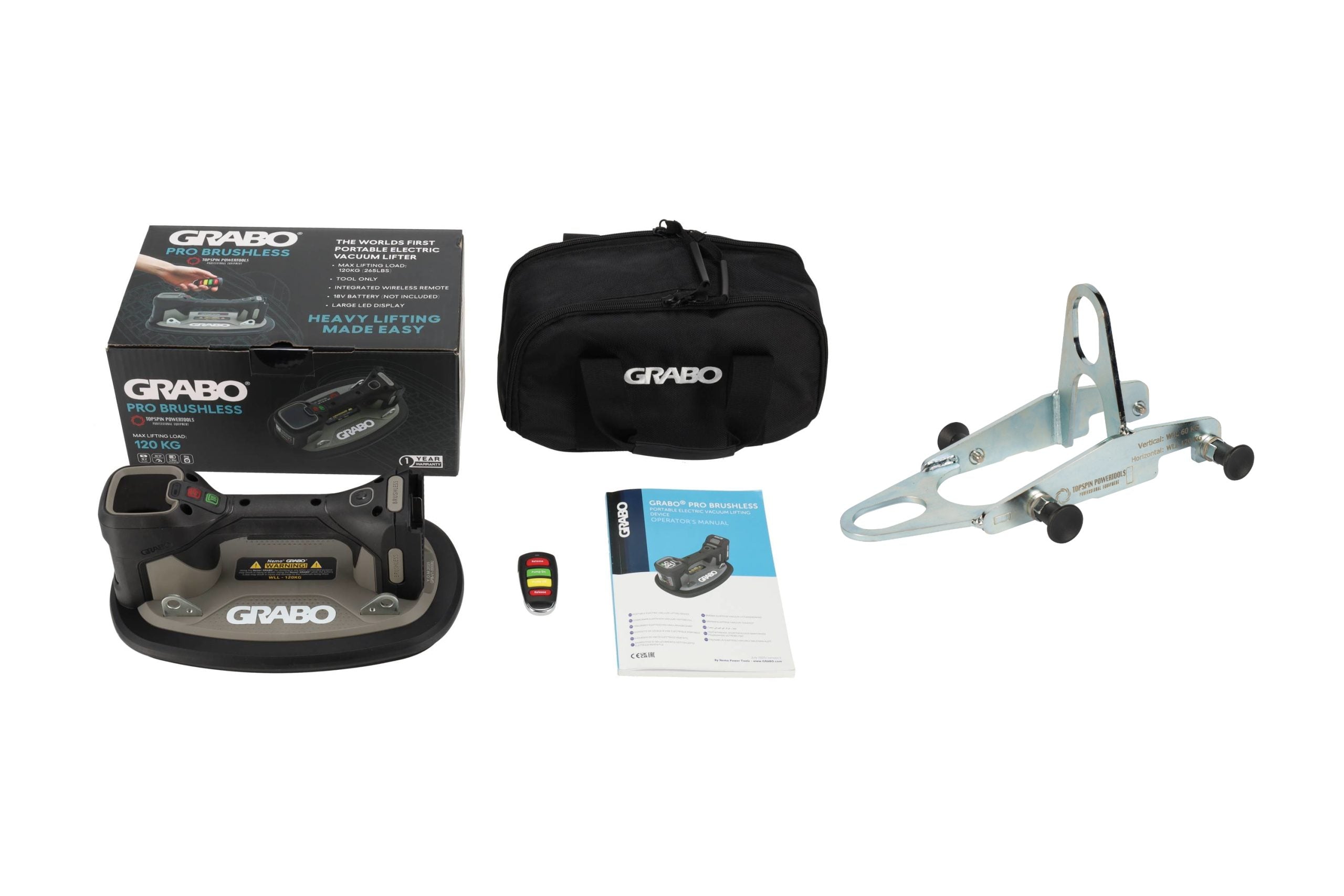 Grabo Pro Brushless in Tas - met Milwaukee 18V Accu aansluiting + Hefoog V-120
