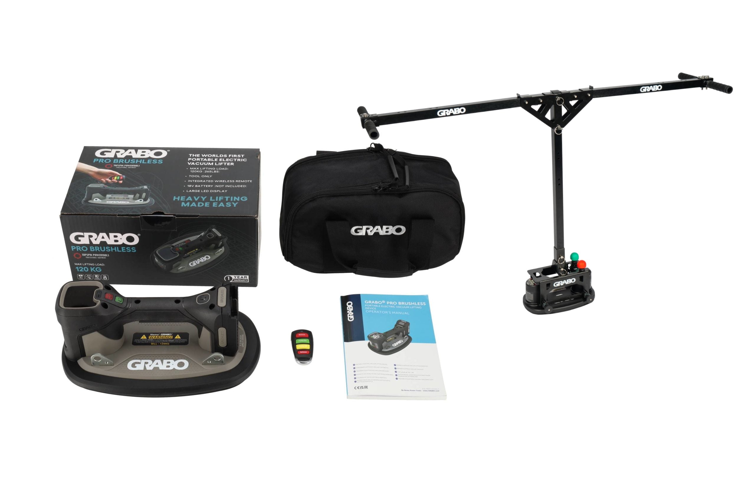 Grabo Pro Brushless in Tas – Tool Only set + Grabo Erguo T-Lift