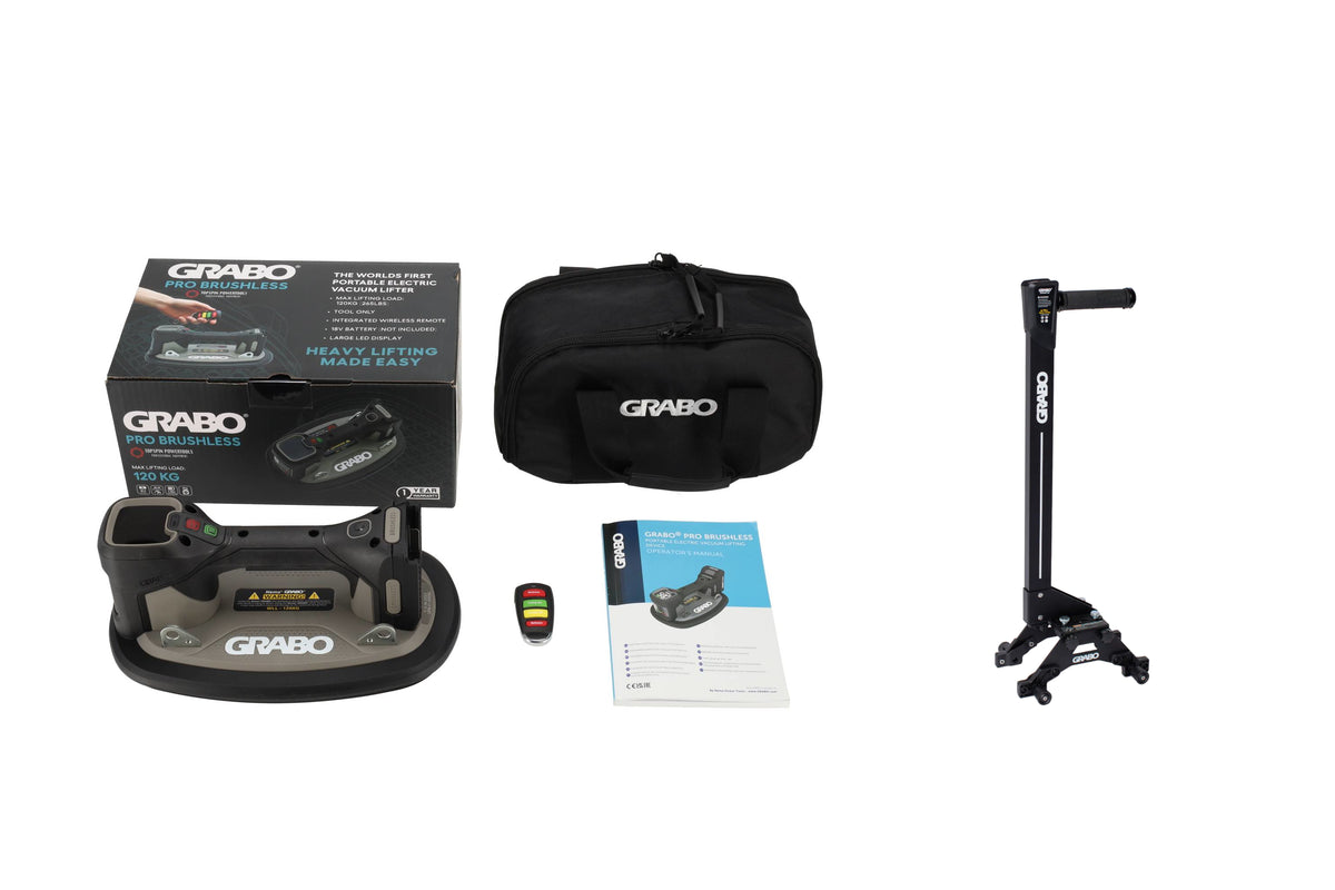 GRABO Pro Brushless Tool Only set in tas met GRABO Erguo S2 en accessoires