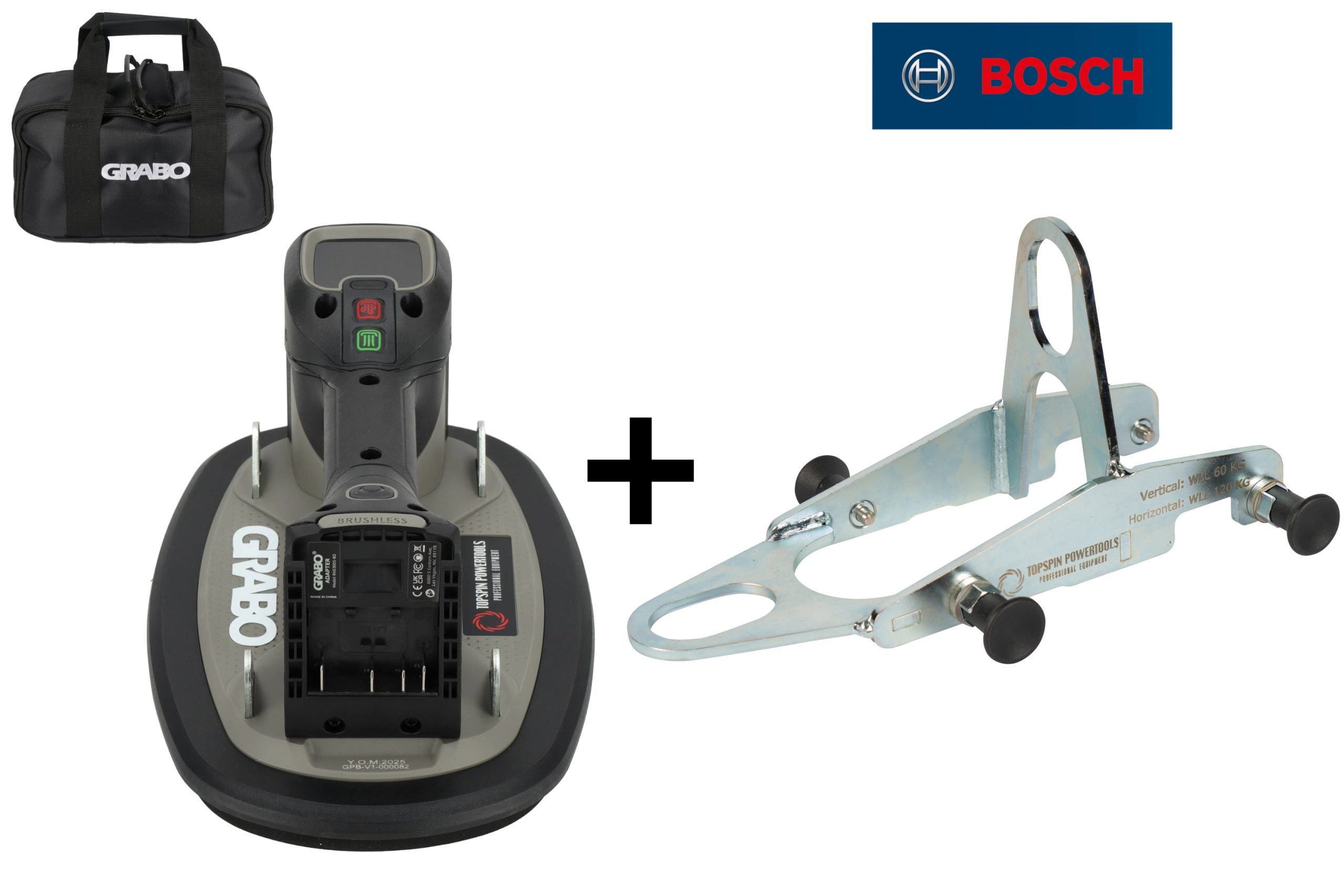 Grabo Pro Brushless in Tas - met Bosch 18V Accu aansluiting + Hefoog V-120