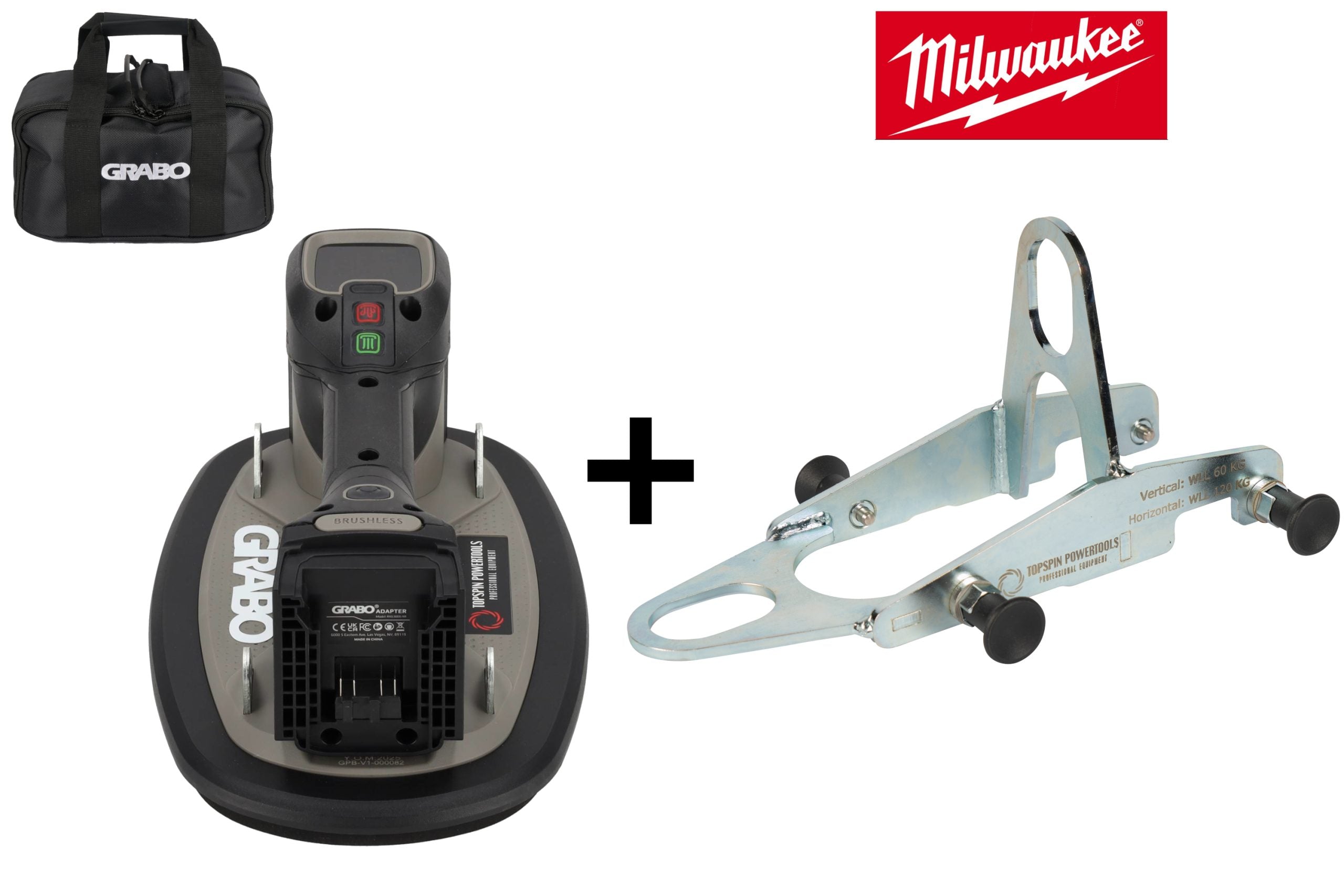 Grabo Pro Brushless in Tas - met Milwaukee 18V Accu aansluiting + Hefoog V-120