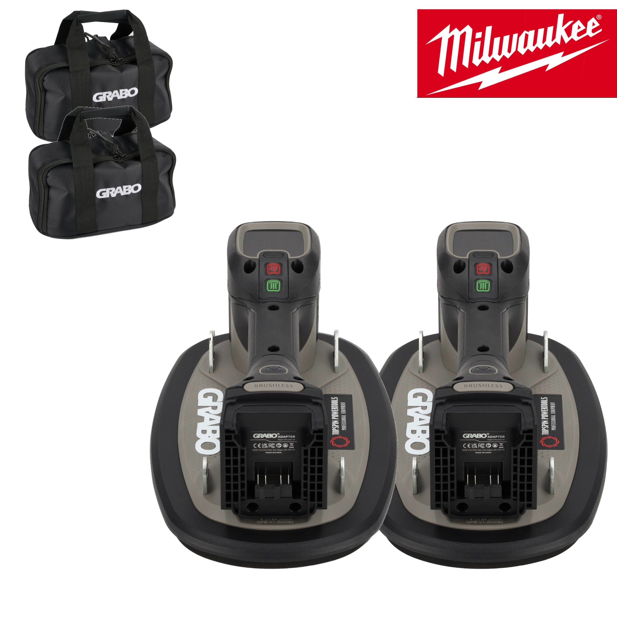 Grabo Pro Brushless in Tas - met Milwaukee 18V Accu aansluiting - 2 sets