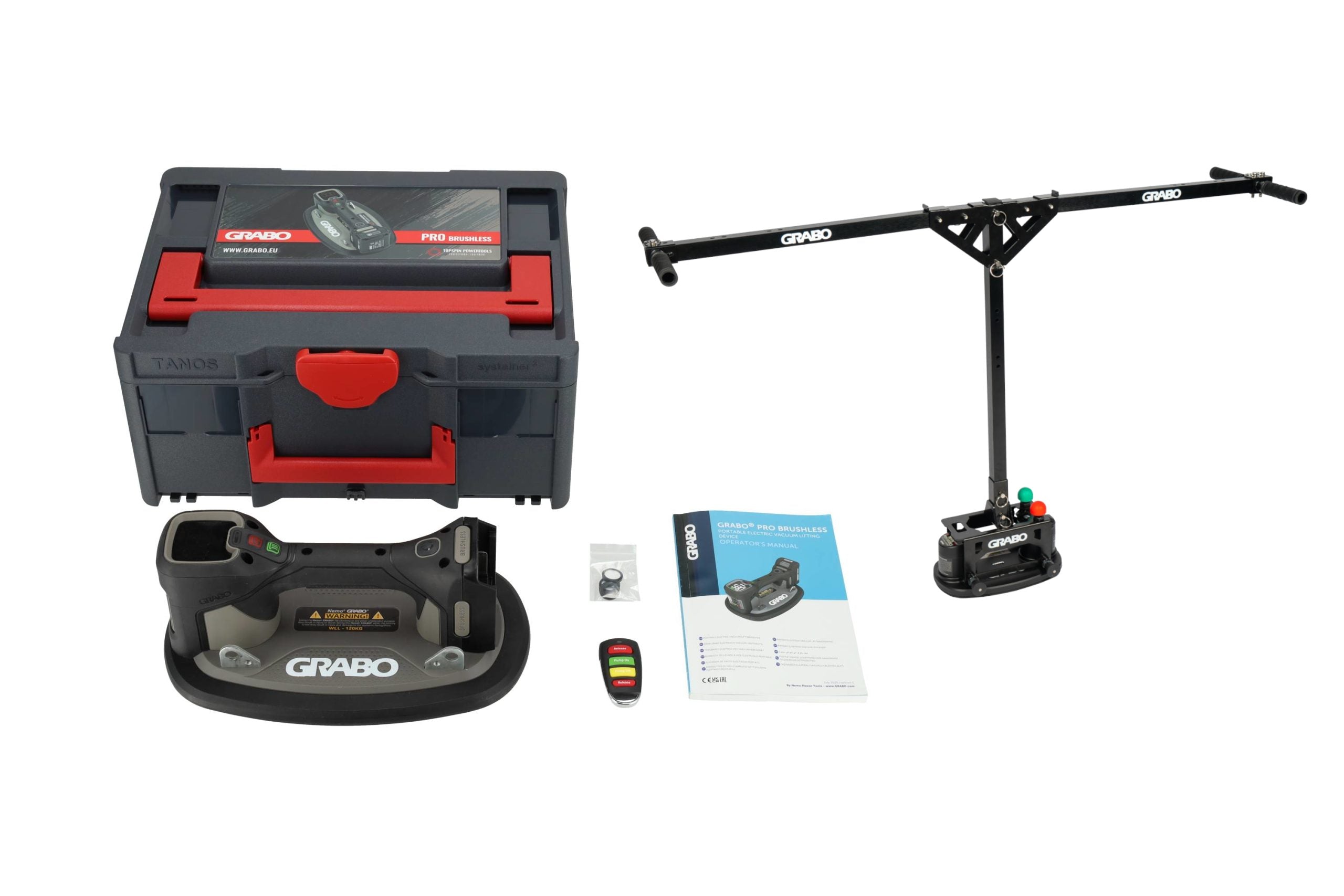 Grabo Pro Brushless in Koffer - met Bosch 18V Accu aansluiting + Grabo Erguo T-Lift