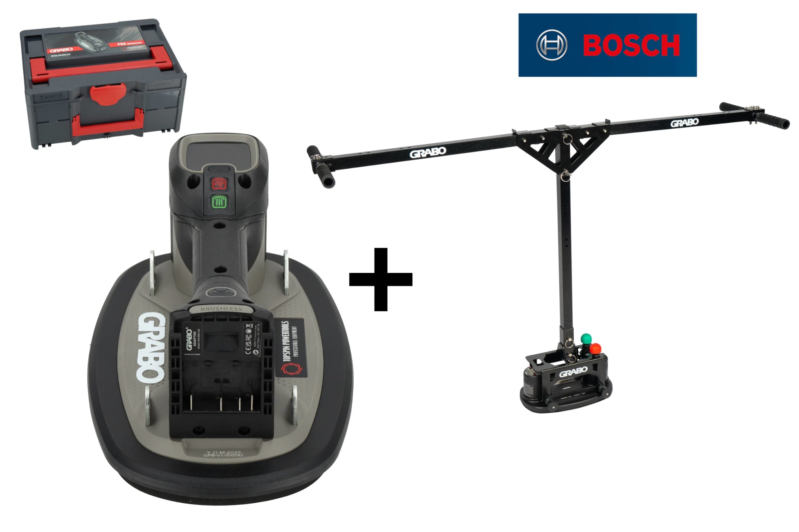 Grabo Pro Brushless in Koffer - met Bosch 18V Accu aansluiting + Grabo Erguo T-Lift