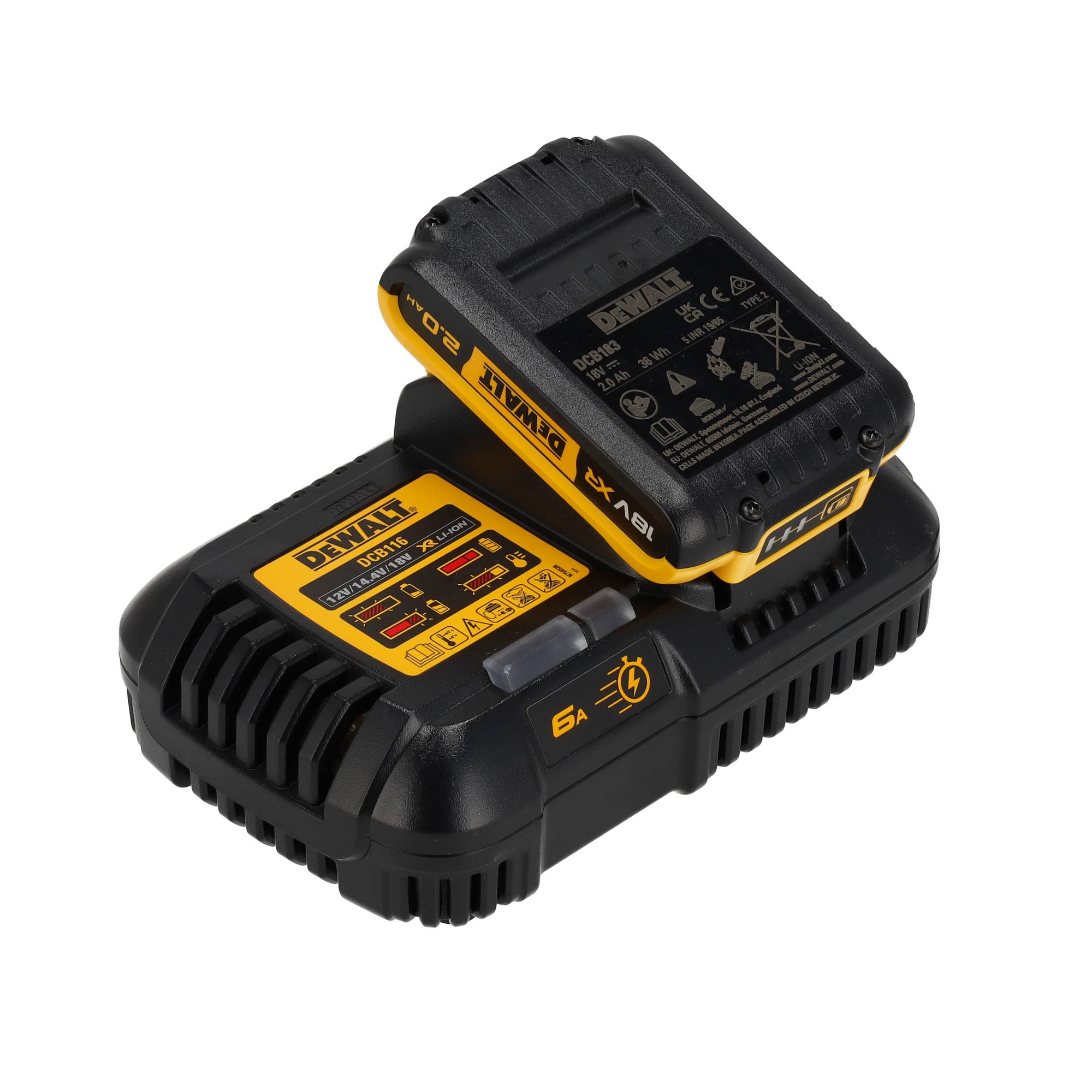 DeWalt Grabo DCE590N + DeWALT Accu 2.0 Ah DCB183 + DeWALT XR Acculader DCB116