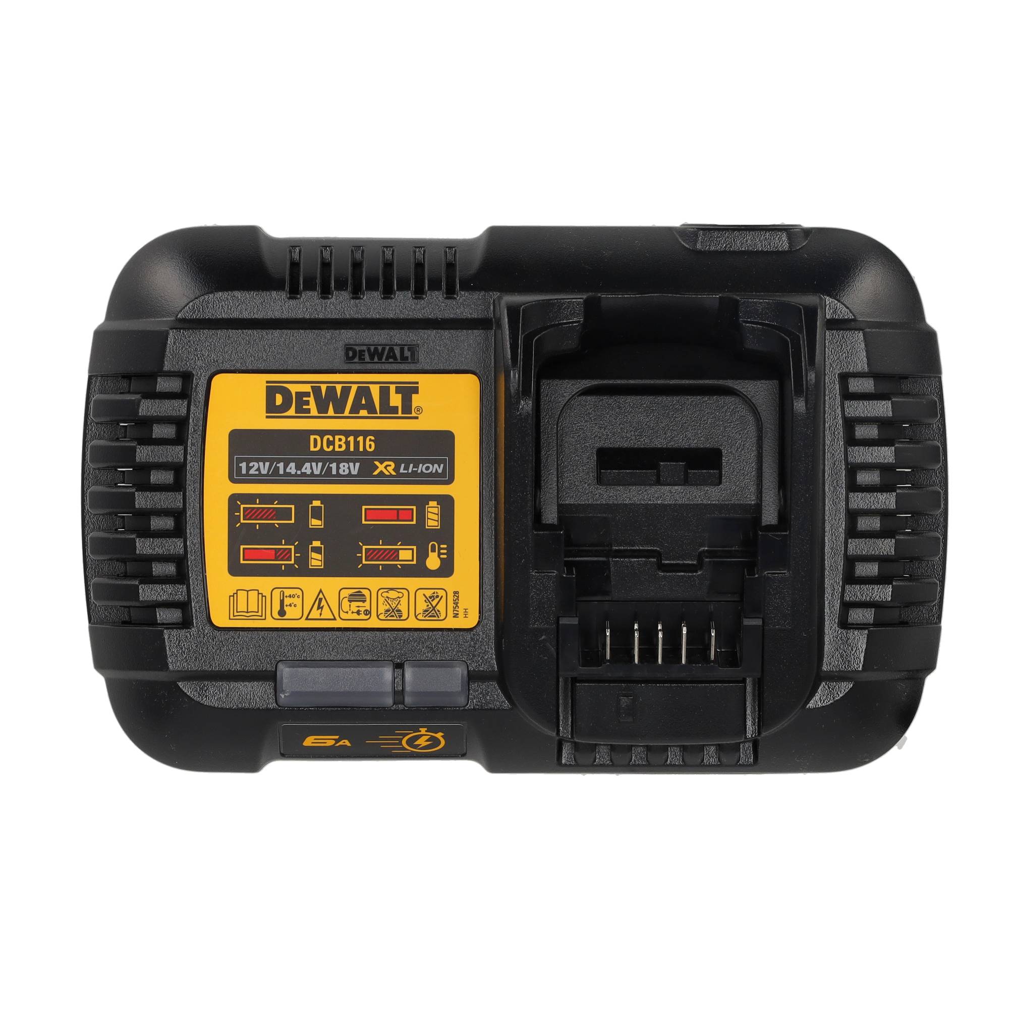 Laadstatusindicator van de DEWALT DCB116 acculader