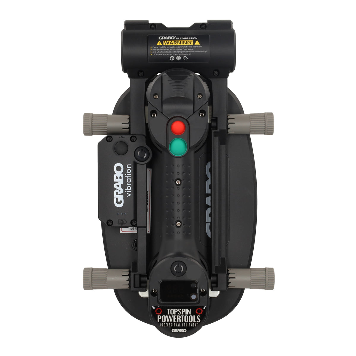 GRABO Tile Vibration Tool gemonteerd op GRABO Pro vacuümheffer