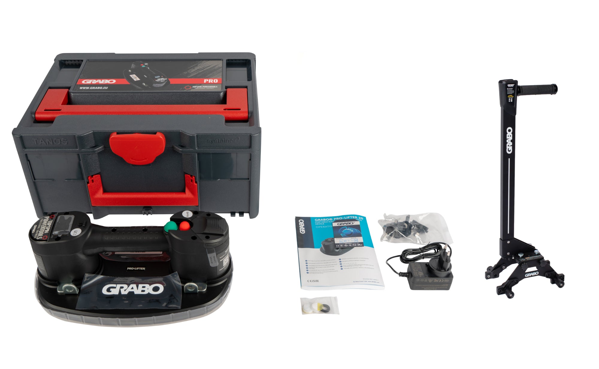 GRABO Pro Lifter 20 en GRABO Erguo S2 set met transportkoffer, accu, lader en accessoires