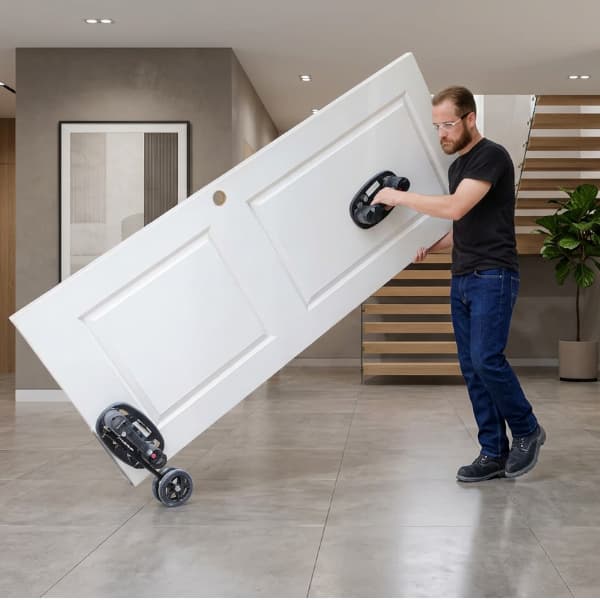 Grabo Roller met robuuste rubberen wielen voor het verplaatsen van deuren.