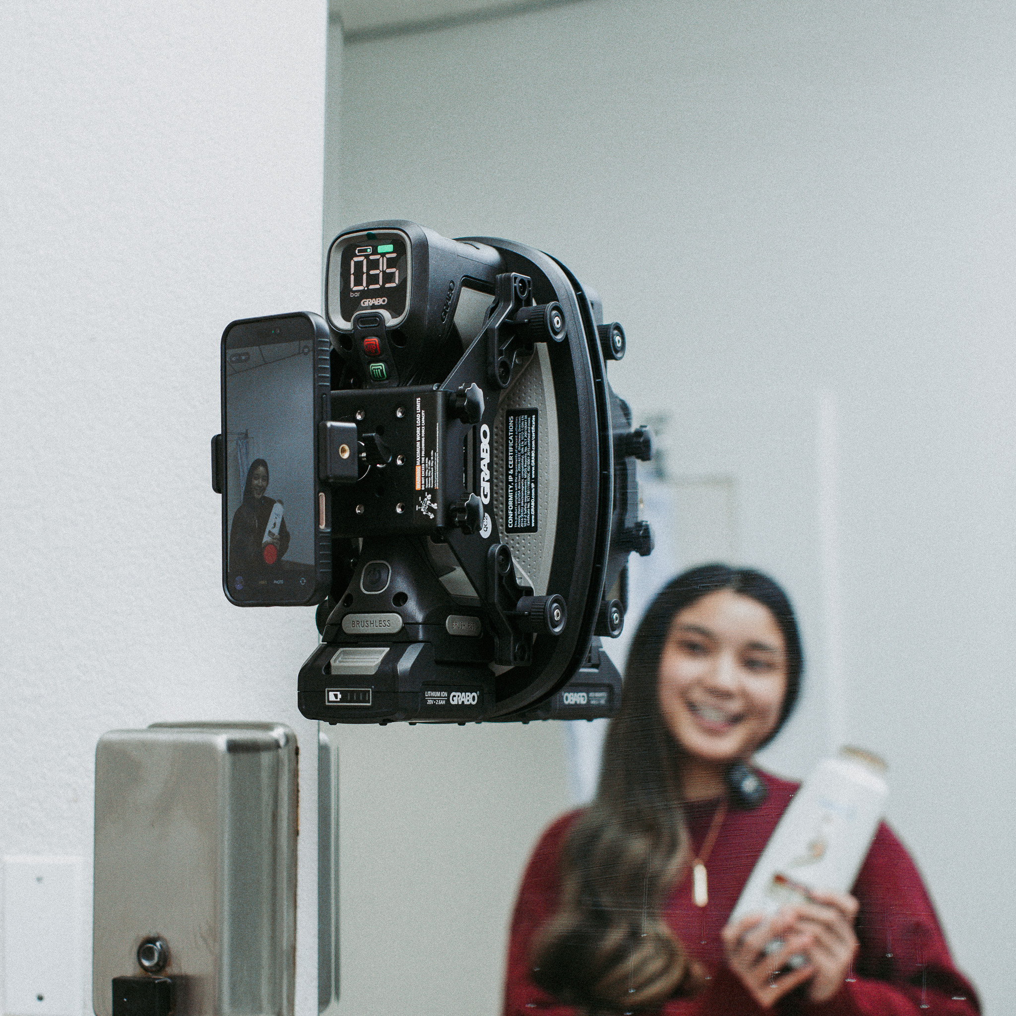 Grabo Attachment Plate gebruikt op wand of andere gladde ondergrond